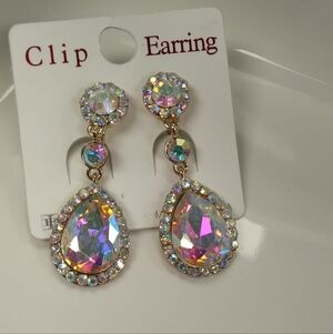 Elegant Gold and Iridescent Teardrop Earrings